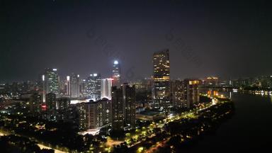 航拍惠州城市夜景灯光